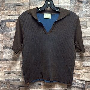 Brown Short Sleeve Women's Top